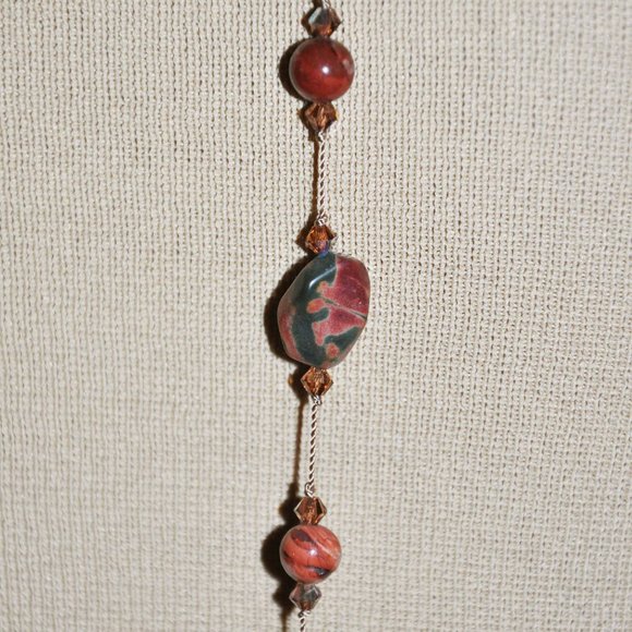 Venus Jasper Handmade Hand Knotted Multi-Color Nugget Beaded Necklace - Picture 4 of 10